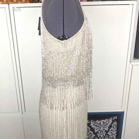 Adrianna Papell Gatsby drop waist fringed beaded sleeveless long dress - Picture 13 of 15